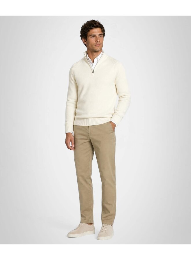 Zip Mock Ribbed Trui Lamswol MM262.1204.03 Off White