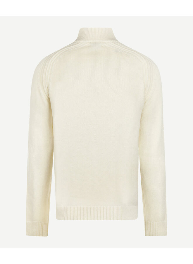 Zip Mock Ribbed Trui Lamswol MM262.1204.03 Off White