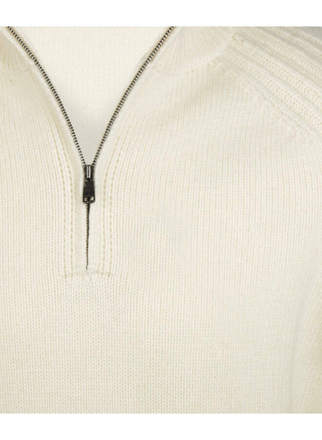 Zip Mock Ribbed Trui Lamswol MM262.1204.03 Off White
