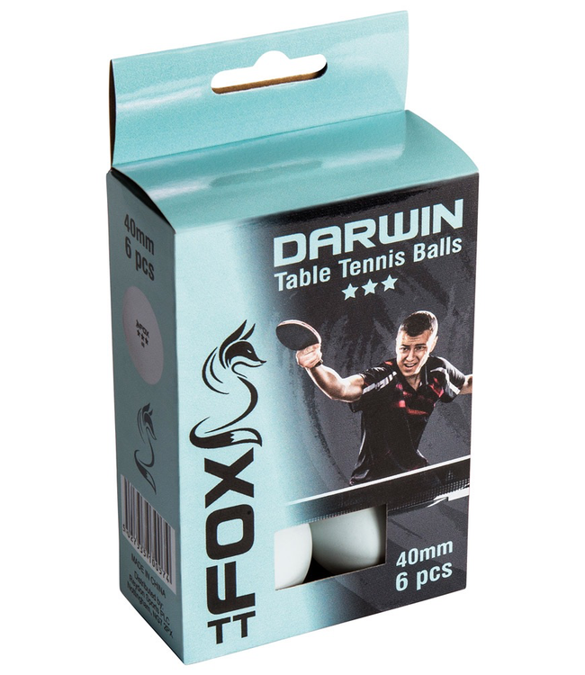Fox TT Darwin 3 Star Table Tennis Balls ( set of 6)