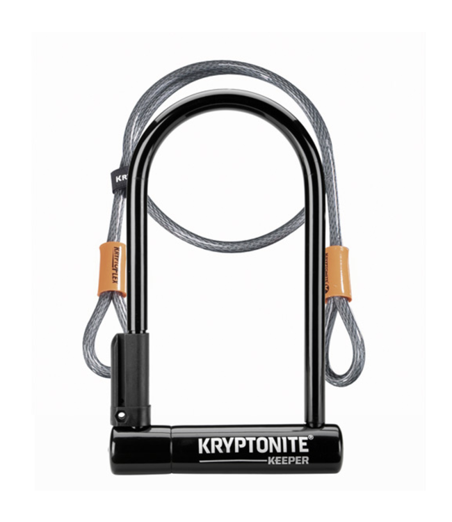 Kryptonite Keeper 12 Standard U-Lock with 4 foot Kryptoflex cable Sold Secure Silver