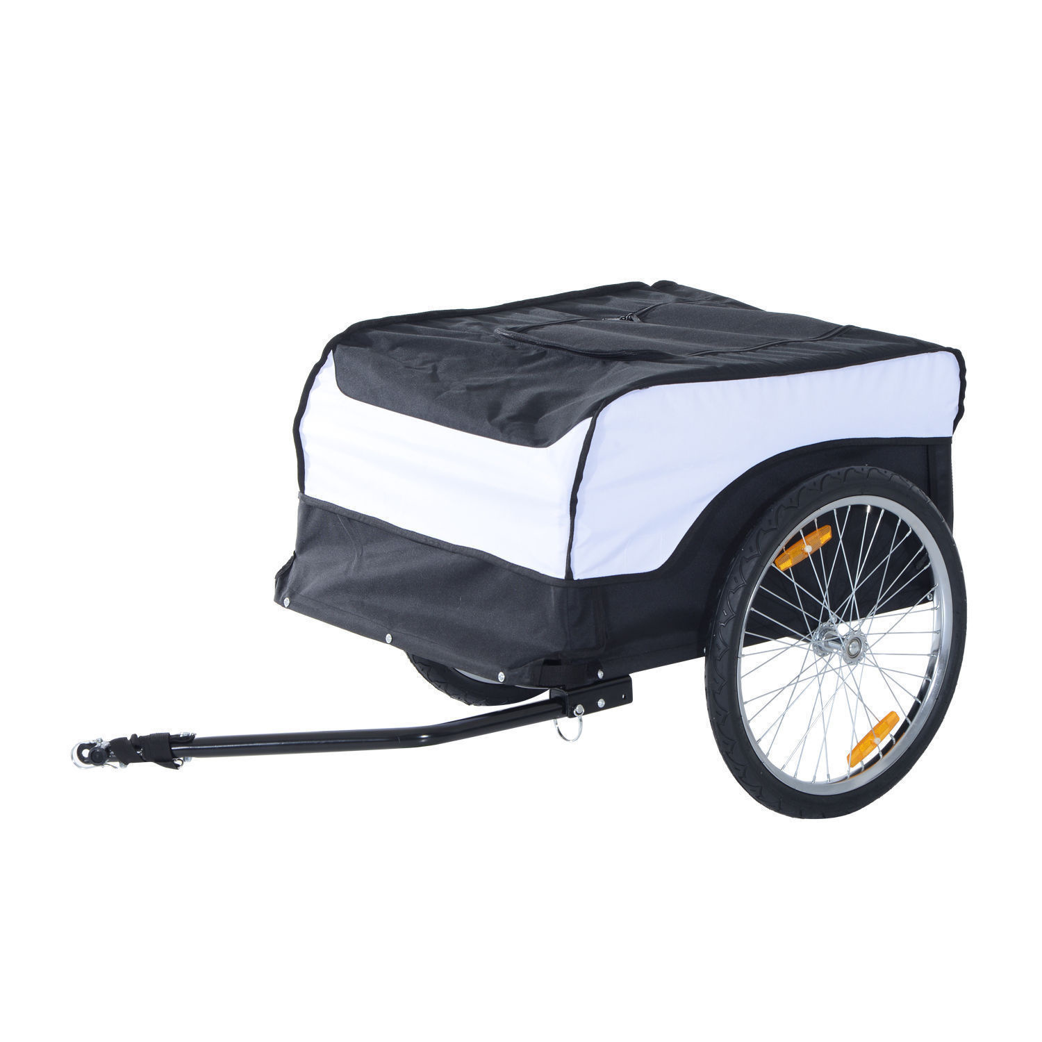 HOMdotCOM Fietskar Transportwagen - Zwart/Wit, 130 x 75 x 86 cm
