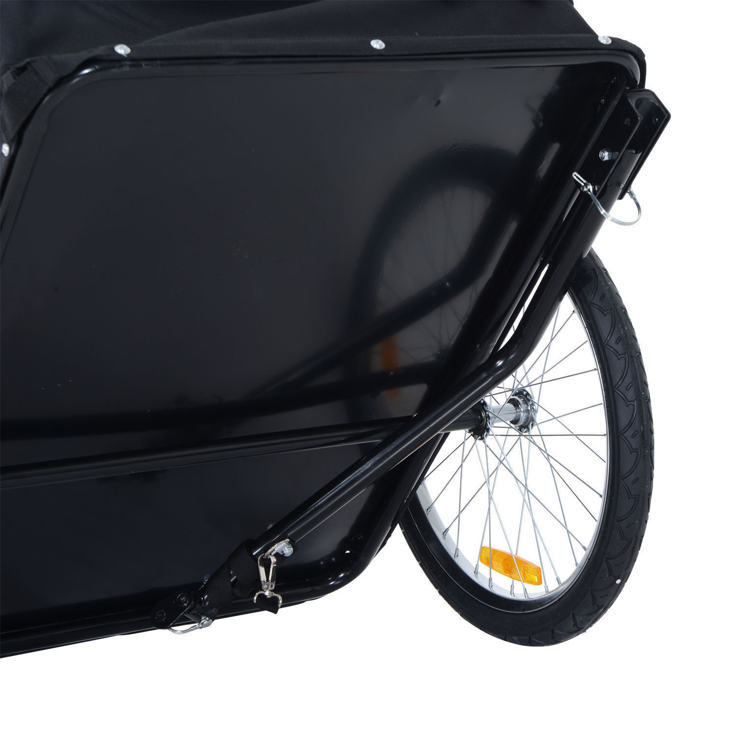 HOMdotCOM Fietskar Transportwagen - Zwart/Wit, 130 x 75 x 86 cm