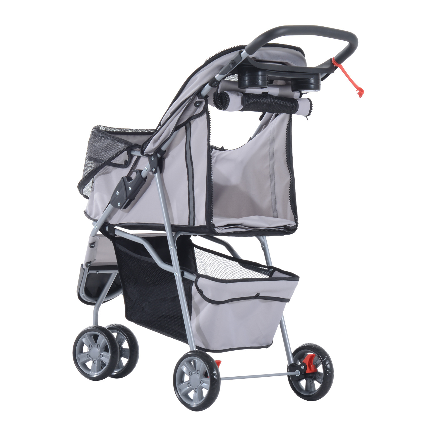 Paws Hondenbuggy met zonnedak en opbergnet grijs 75 x 45 x 97cm