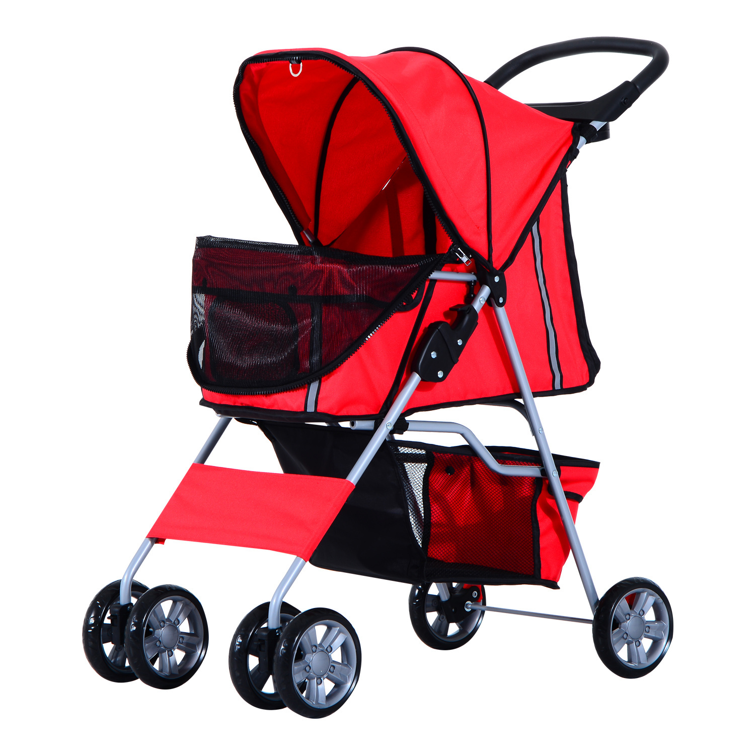 Paws Hondenbuggy met zonnedak en opbergnet rood 75 x 45 x 97cm