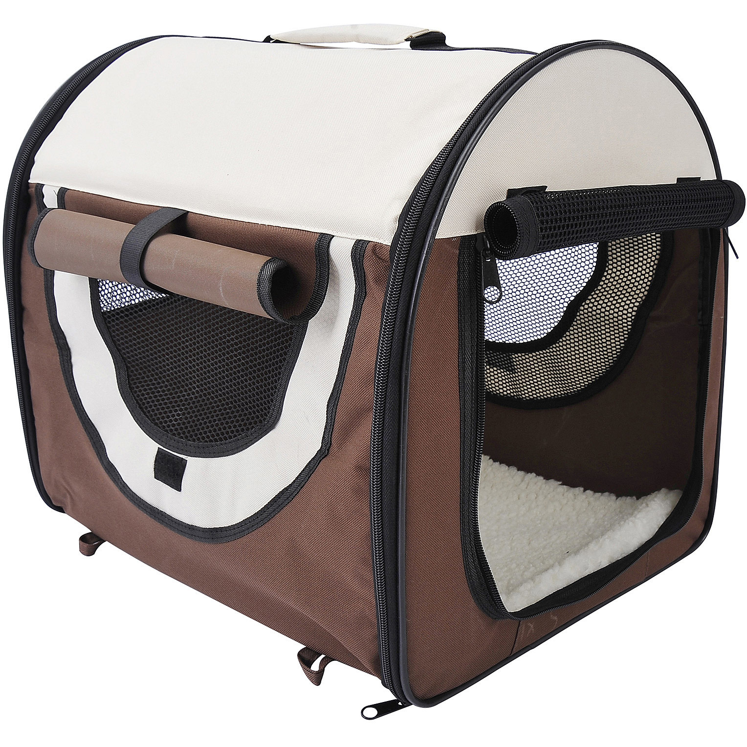 Paws Honden transporttas opvouwbaar bruin/crème maat S 46 x 36 x 41cm