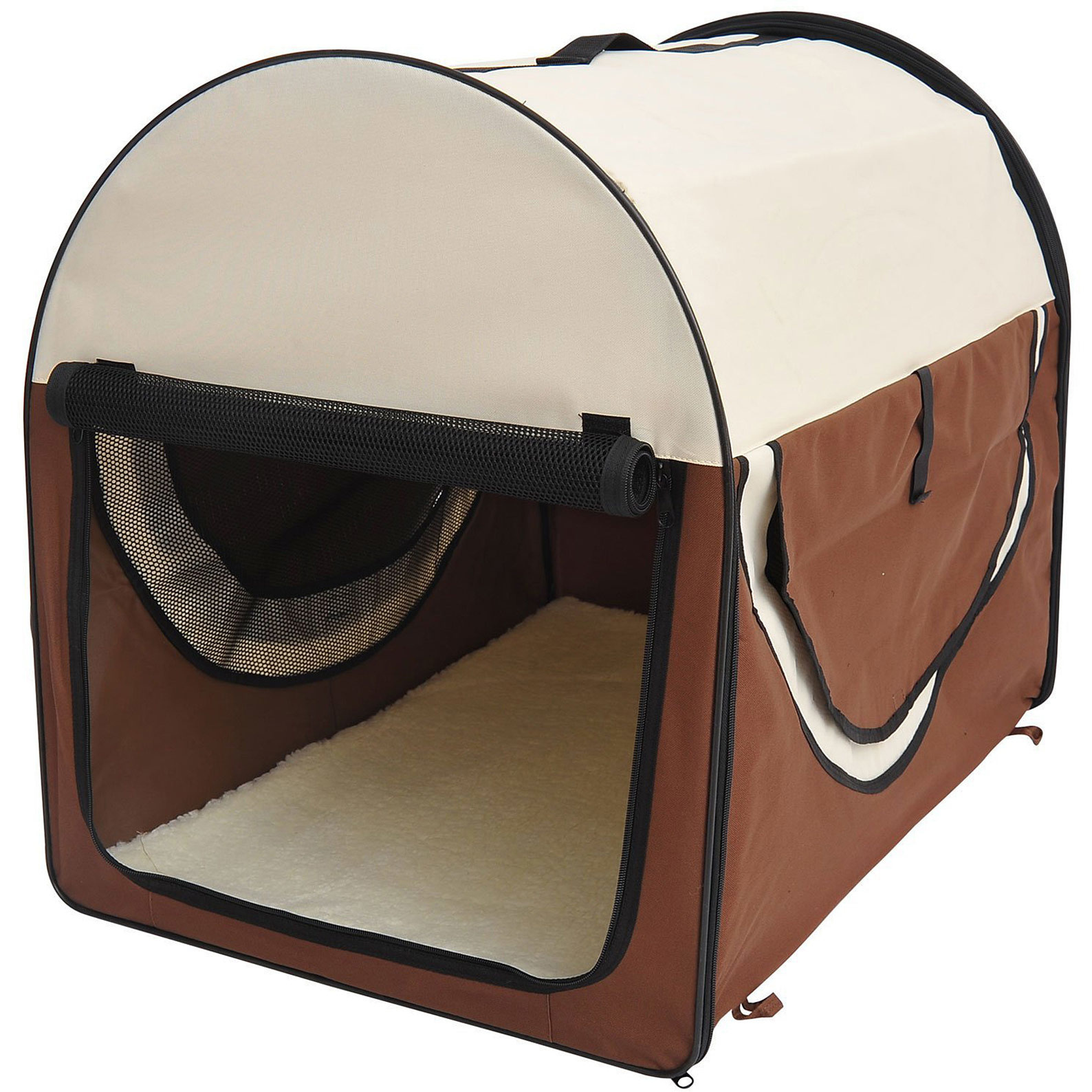 Paws Honden transporttas opvouwbaar bruin/crème maat XL 81 x 56 x 66cm