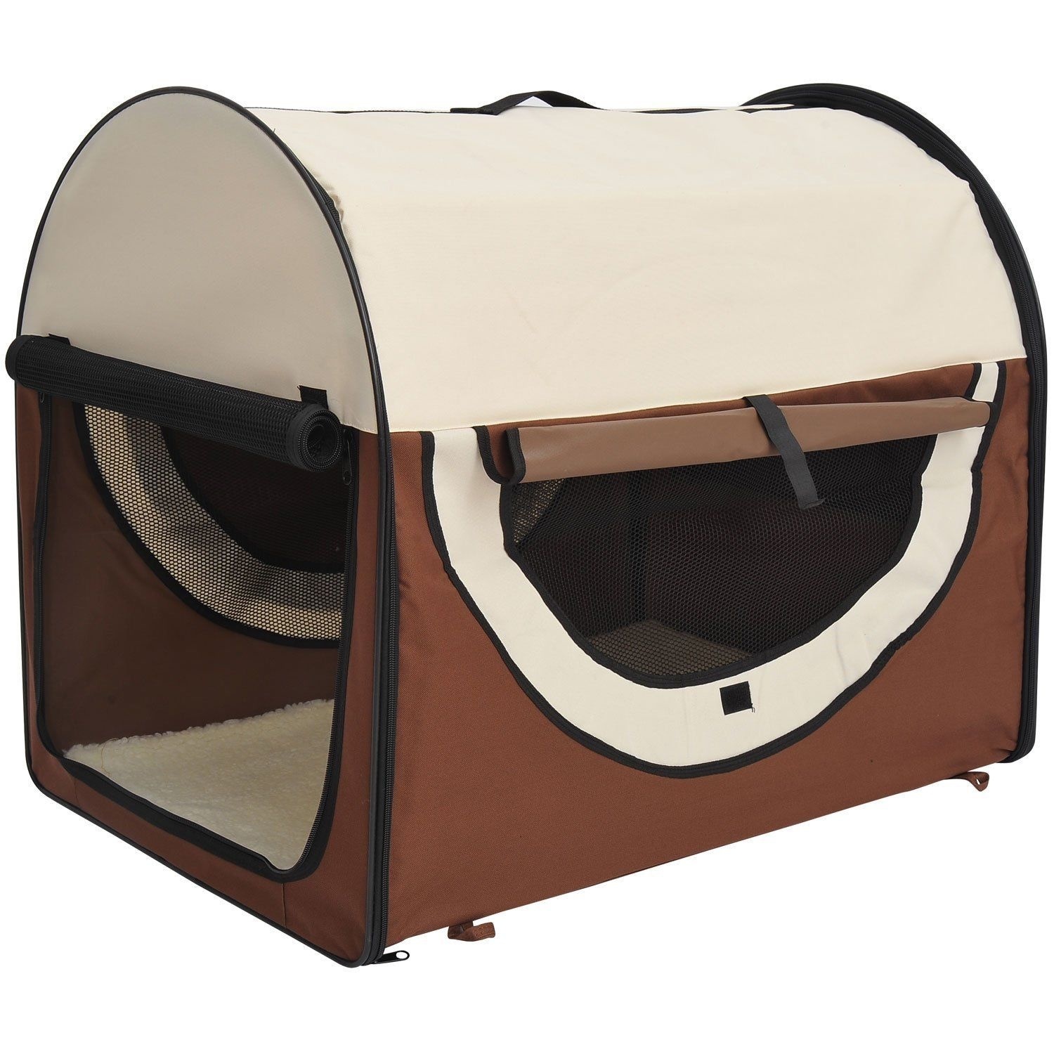 Paws Honden transporttas opvouwbaar bruin/crème maat XL 81 x 56 x 66cm