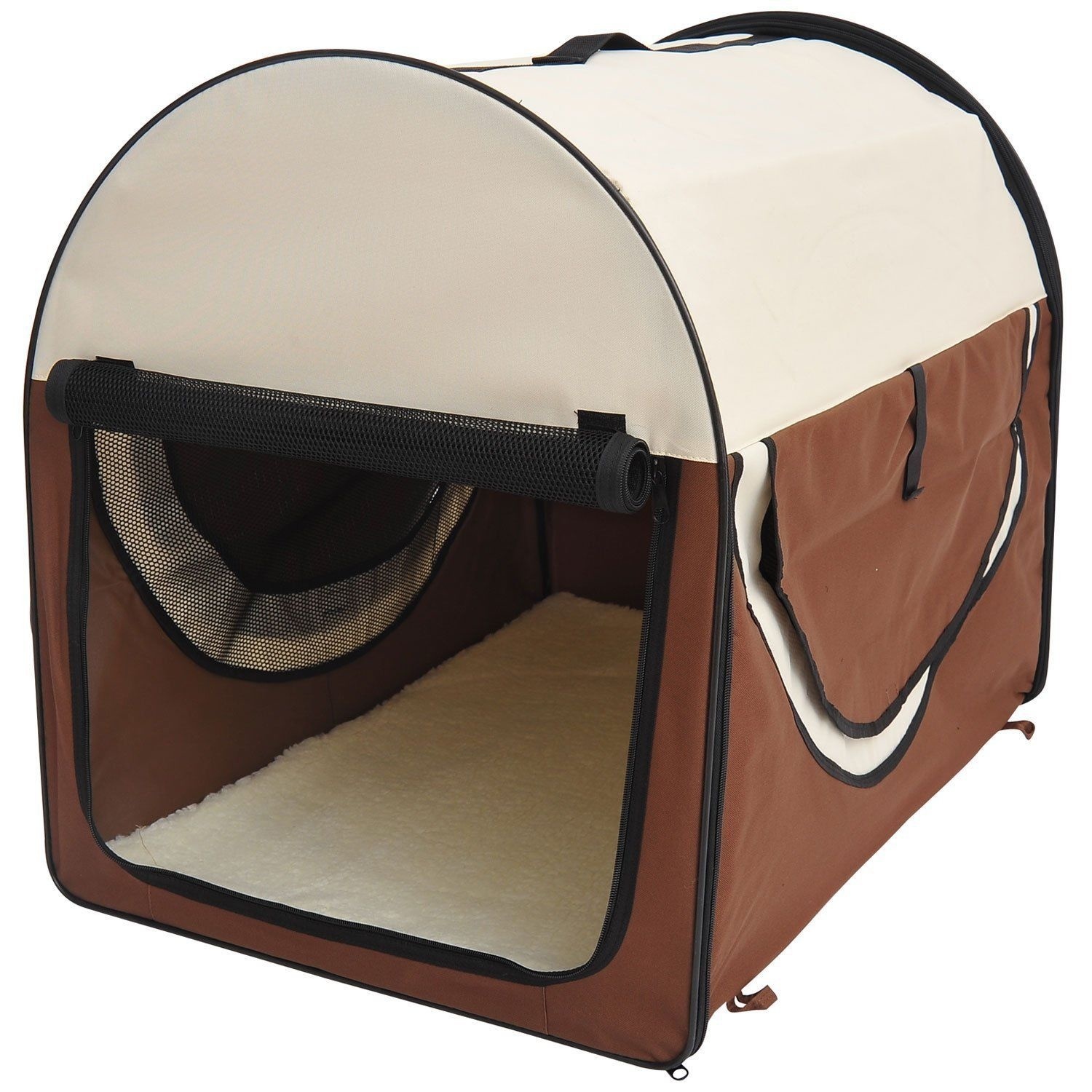 Paws Honden transporttas opvouwbaar bruin/crème maat XL 81 x 56 x 66cm