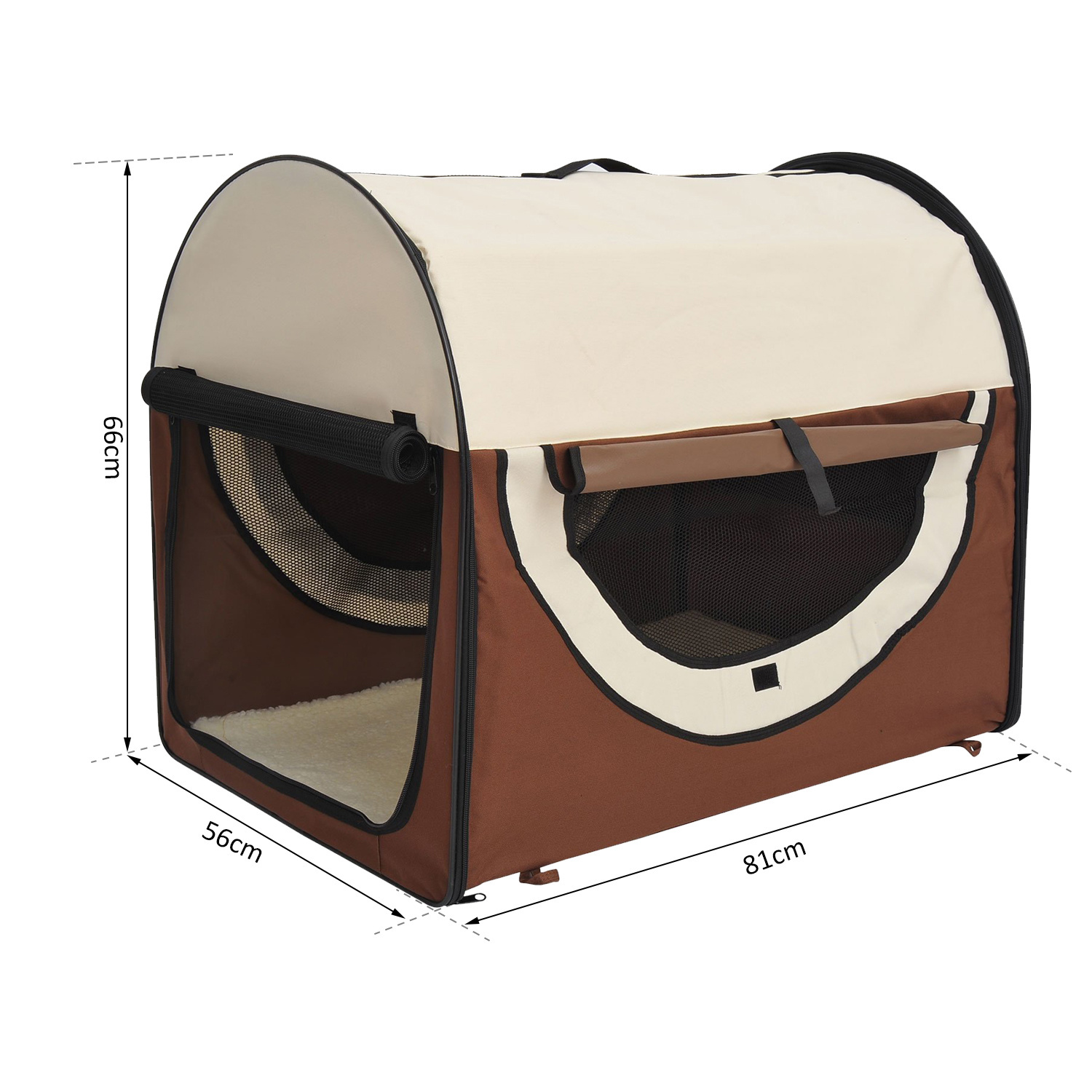 Paws Honden transporttas opvouwbaar bruin/crème maat XL 81 x 56 x 66cm