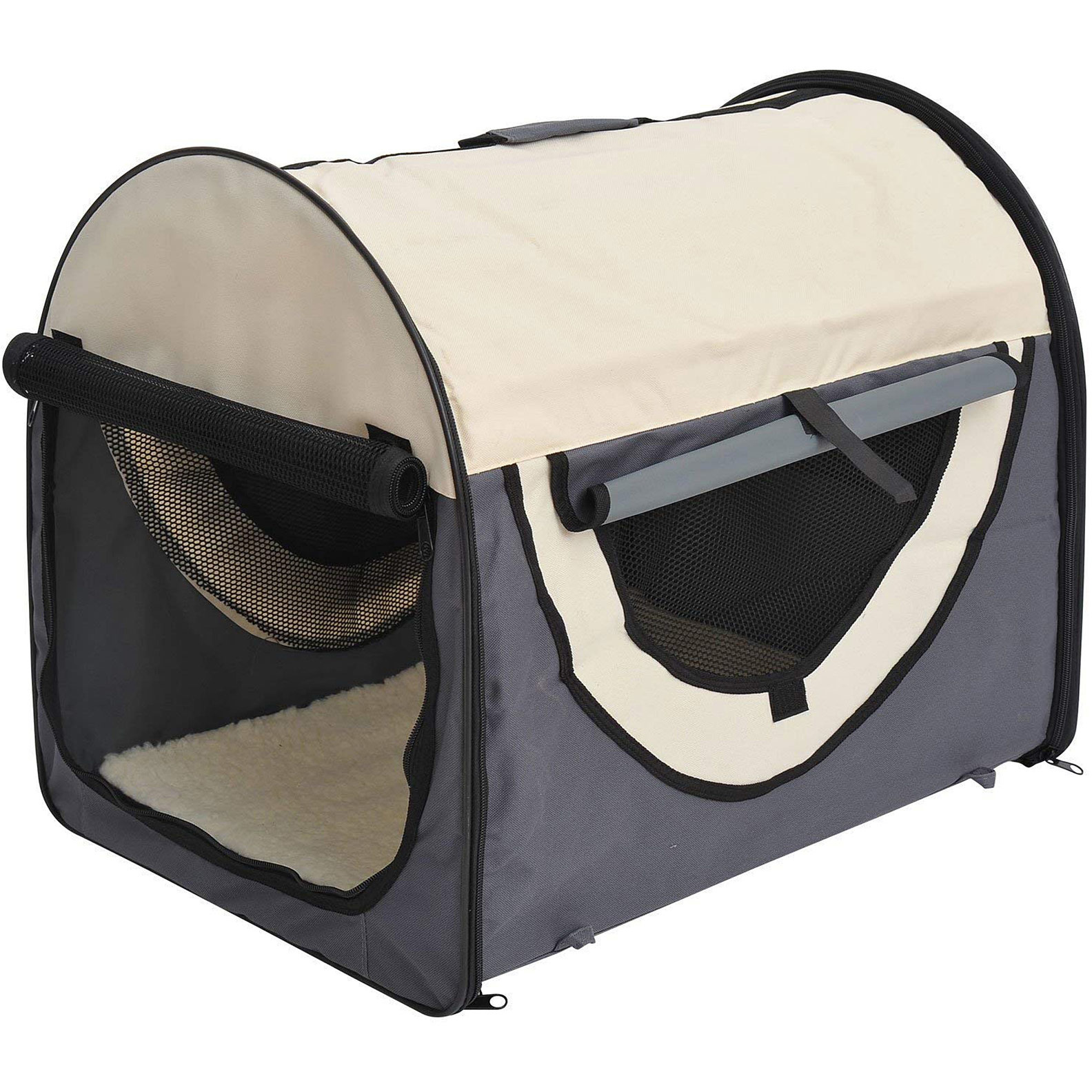 Paws Honden transporttas opvouwbaar grijs/crème maat L 70 x 51 x 59cm