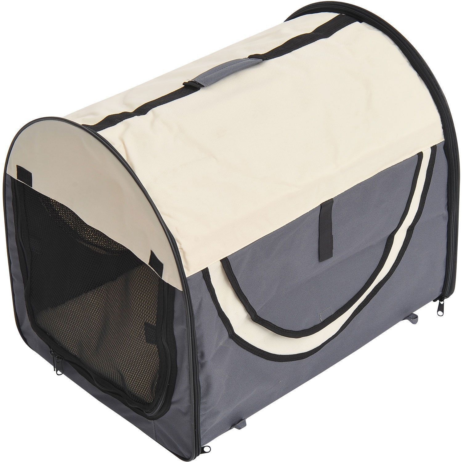Paws Honden transporttas opvouwbaar grijs/crème maat L 70 x 51 x 59cm