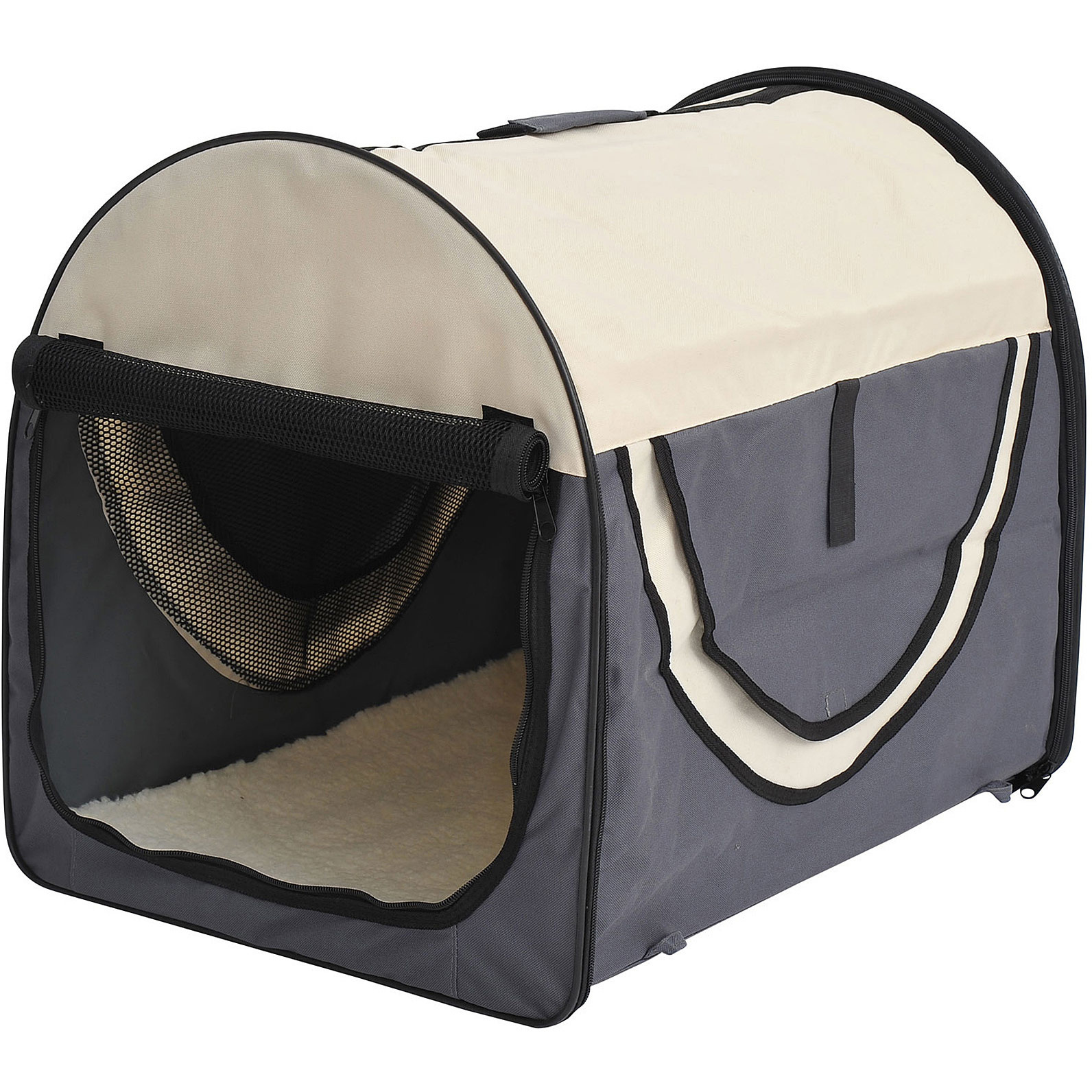 Paws Honden transporttas opvouwbaar grijs/crème maat XL 81 x 56 x 66cm