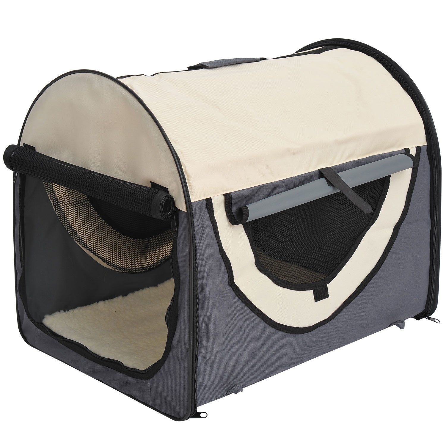Paws Honden transporttas opvouwbaar grijs/crème maat XL 81 x 56 x 66cm