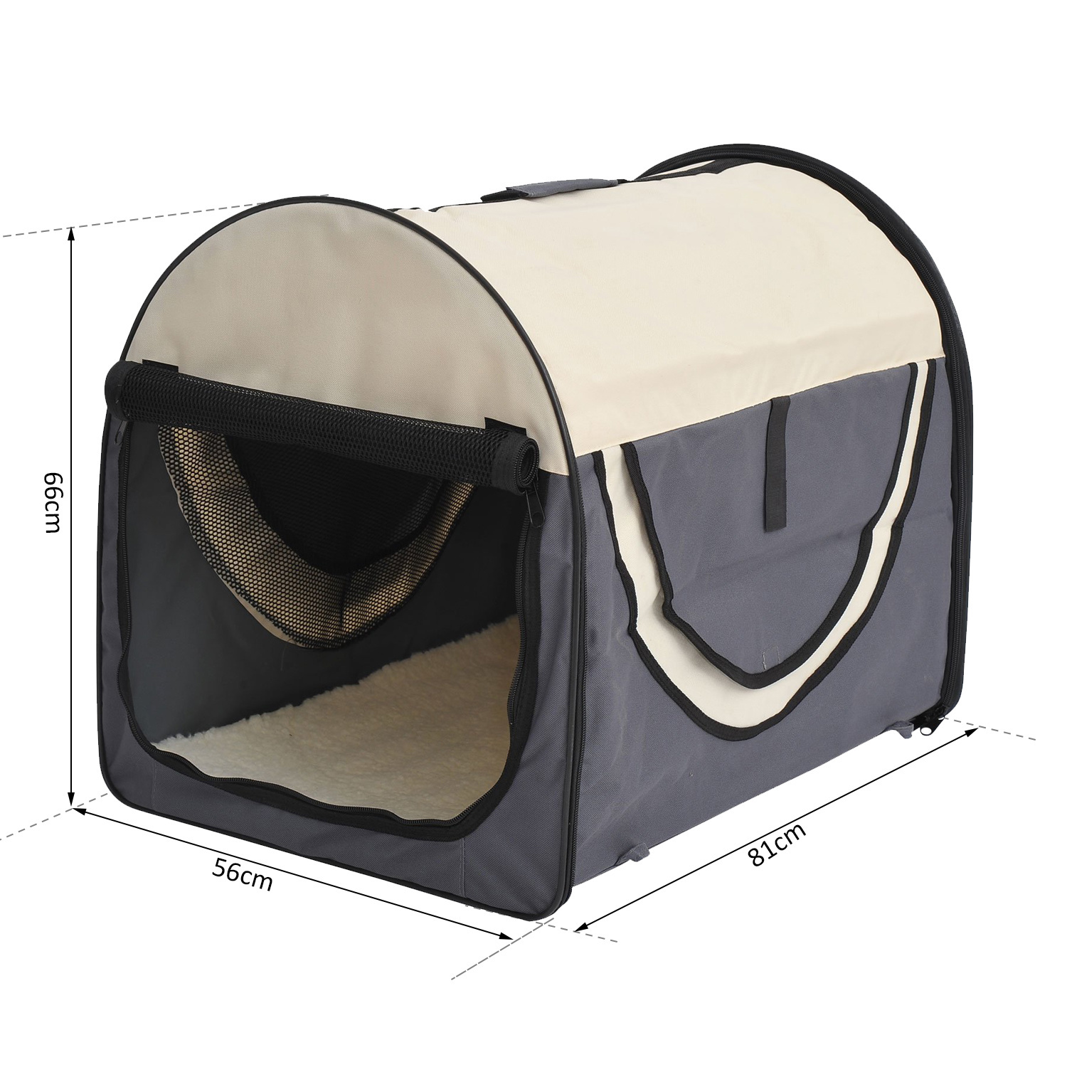 Paws Honden transporttas opvouwbaar grijs/crème maat XL 81 x 56 x 66cm