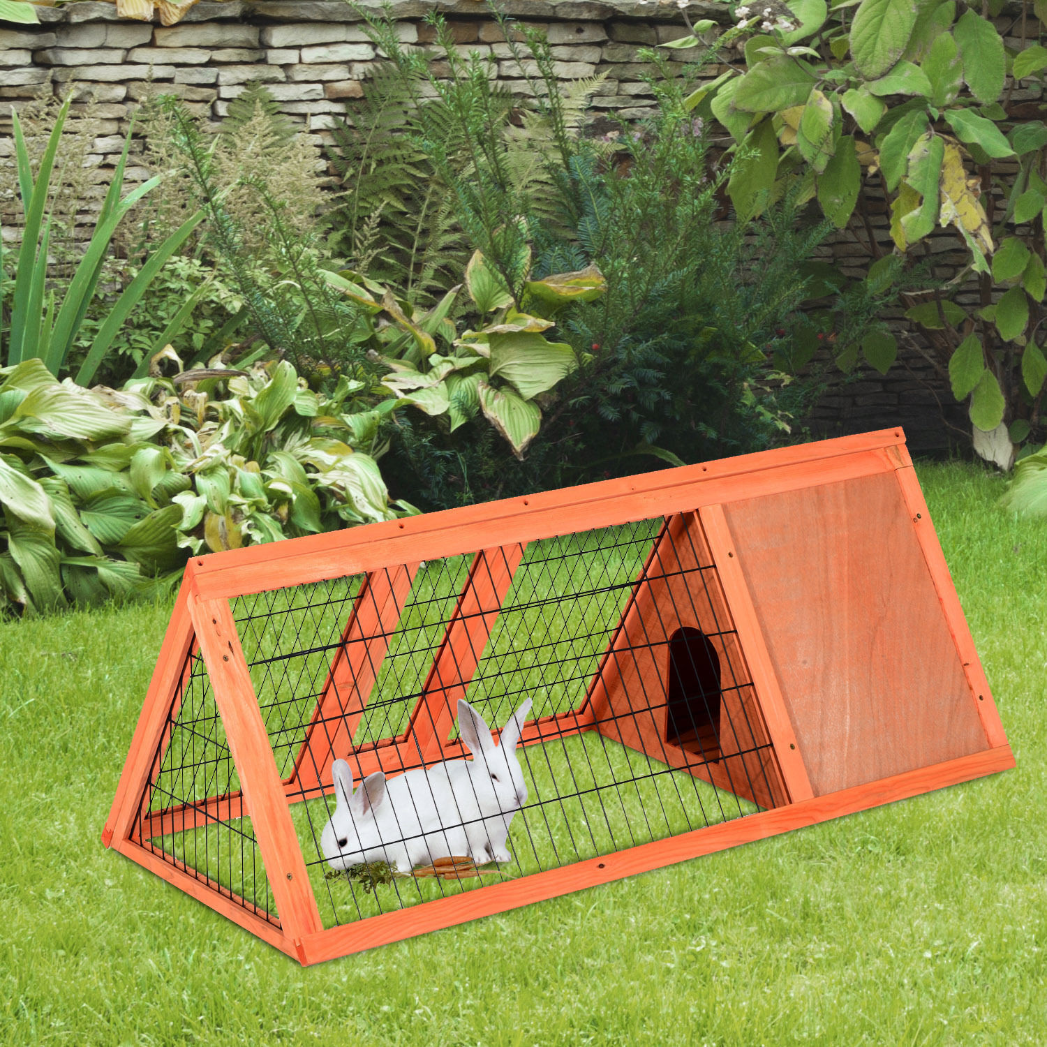 Paws Konijnenhok met buitenverblijf driehoekig 118 x 50 x 45cm