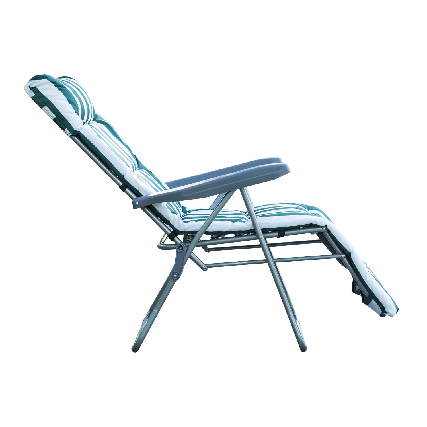 Sunny Tuinsstoel / ligstoel x 2 opvouwbaar met 5 standen groen / wit