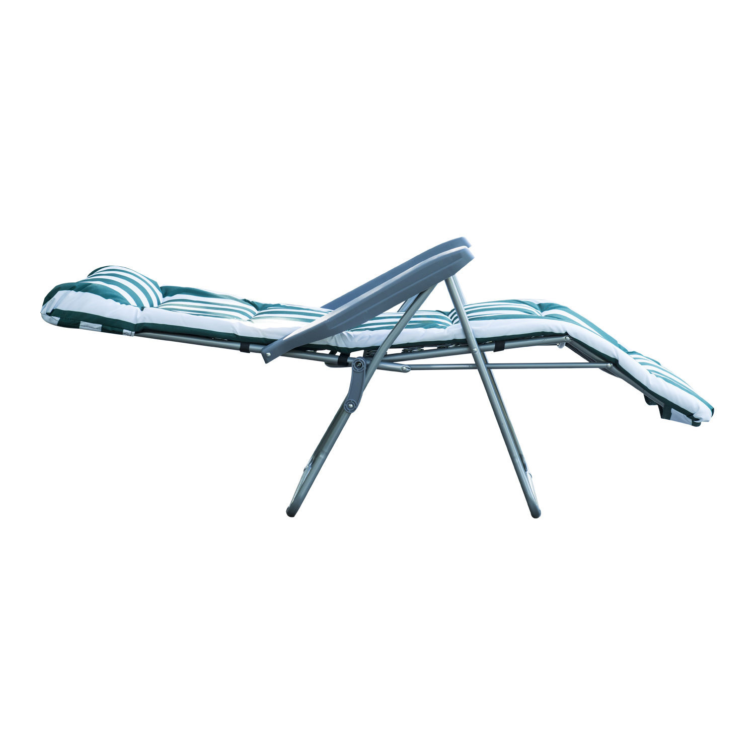 Sunny Tuinsstoel / ligstoel x 2 opvouwbaar met 5 standen groen / wit