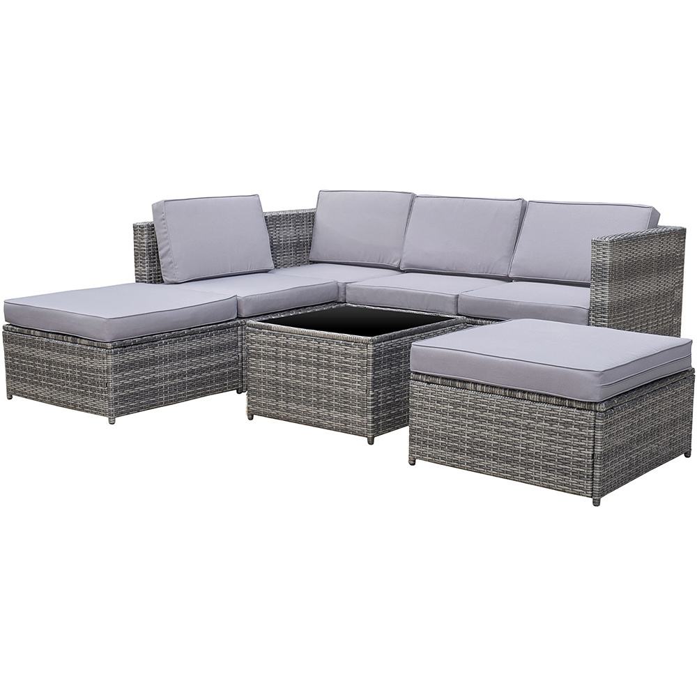 Outsunny Loungemeubelset met kussens 7-delig polyrotan grijs