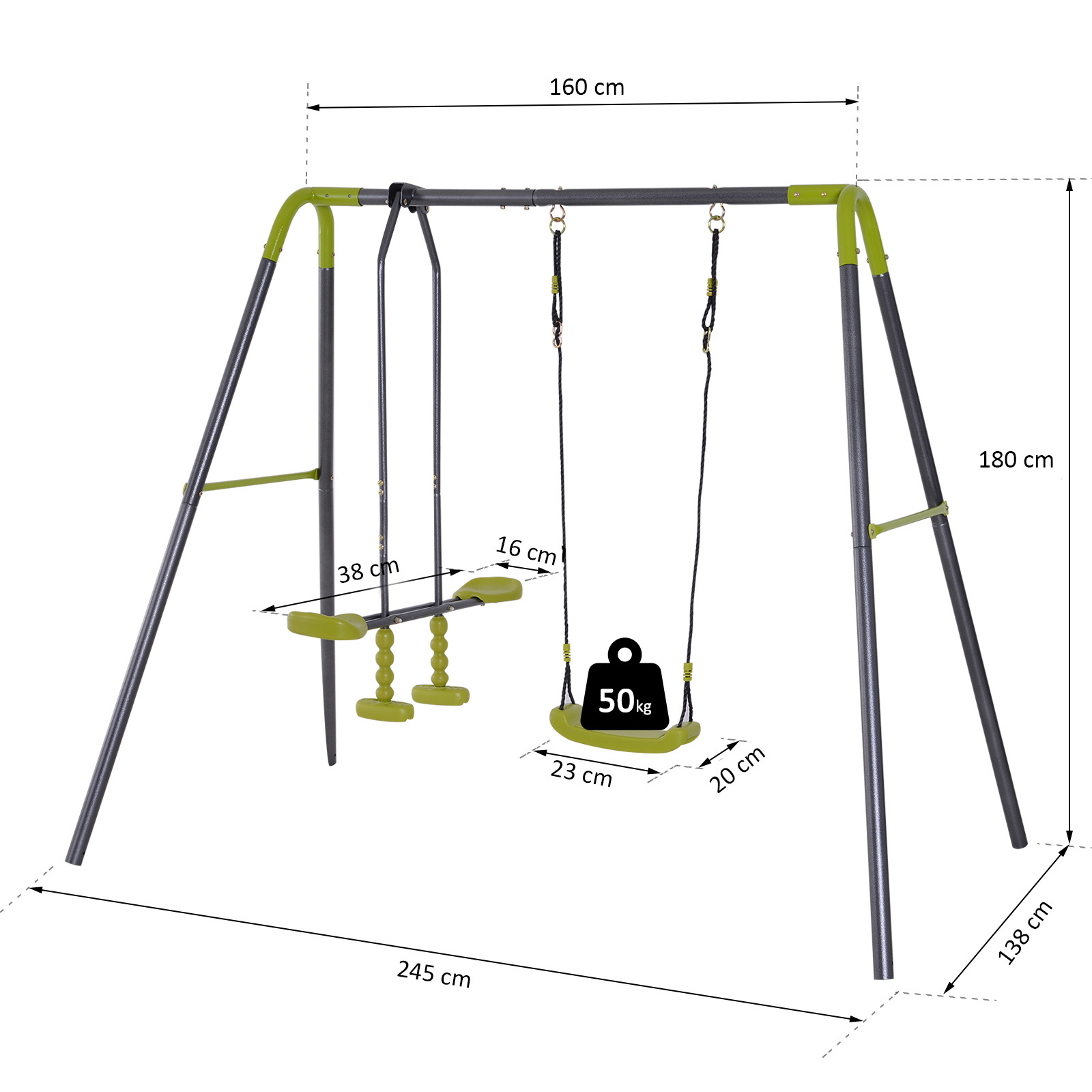 HOMdotCOM Dubbele schommelset met wip