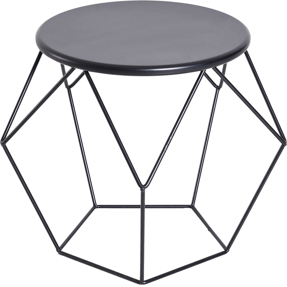HOMdotCOM Bijzettafel koffietafel geometrisch metaal zwart 54 x 54 x 44 cm