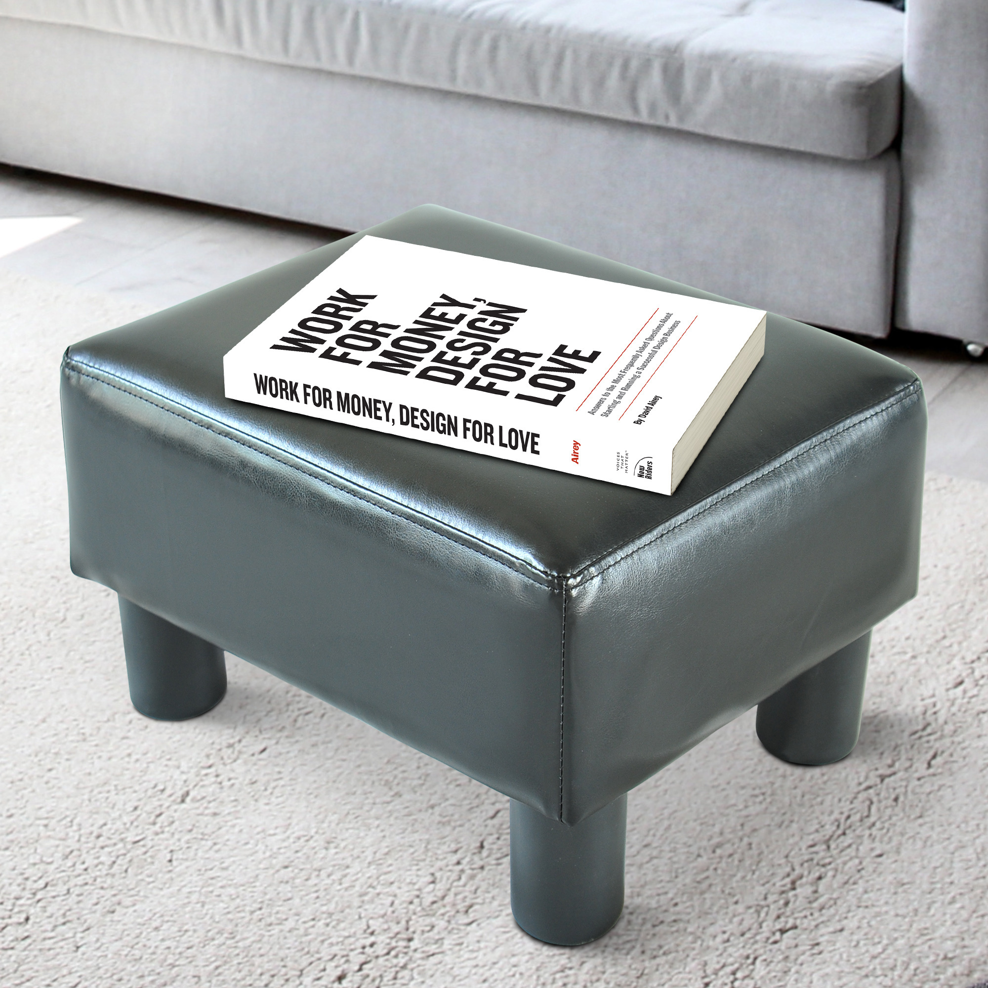 HOMdotCOM Hocker voetenbank kunstleer zwart