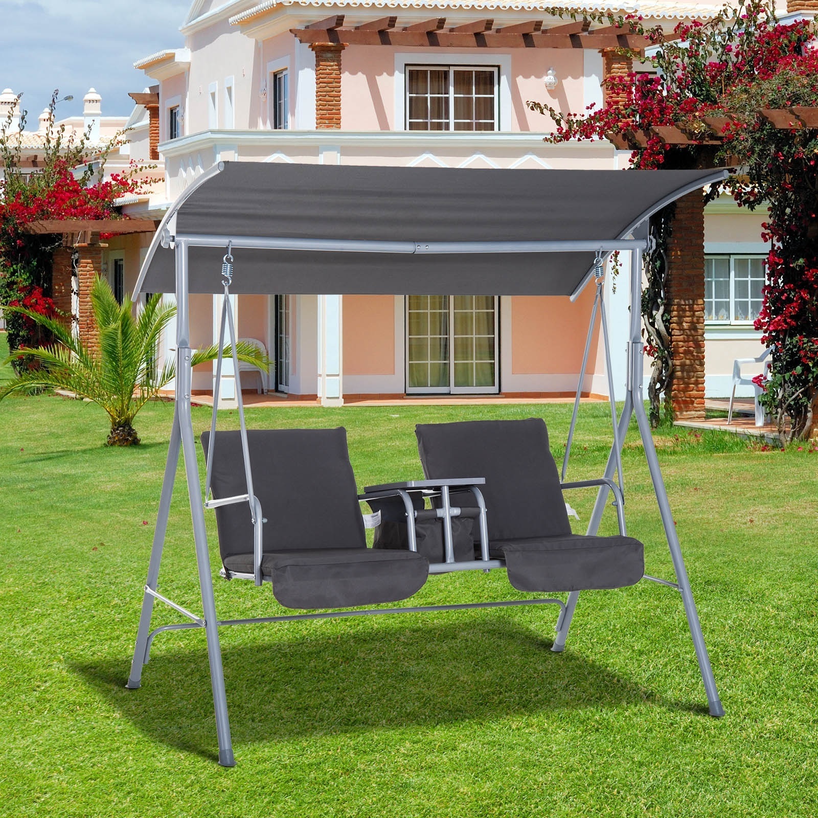 Sunny Hollywood schommelbank met zonnedak 2-zits grijs 170 x 110 x 165cm