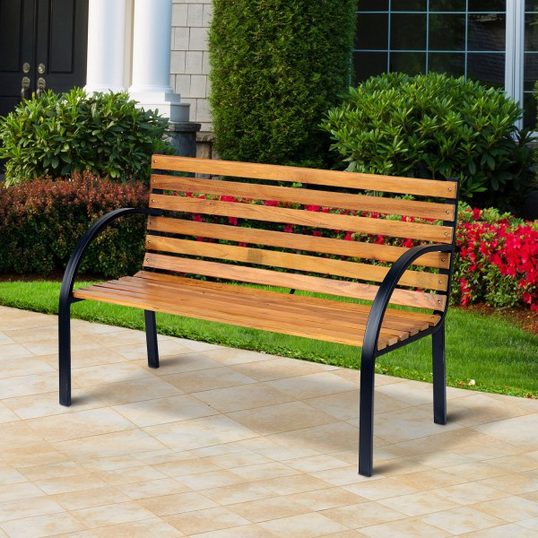 Sunny Tuinbank 2-zits staal/naturel hout 122 x 60 x 80cm