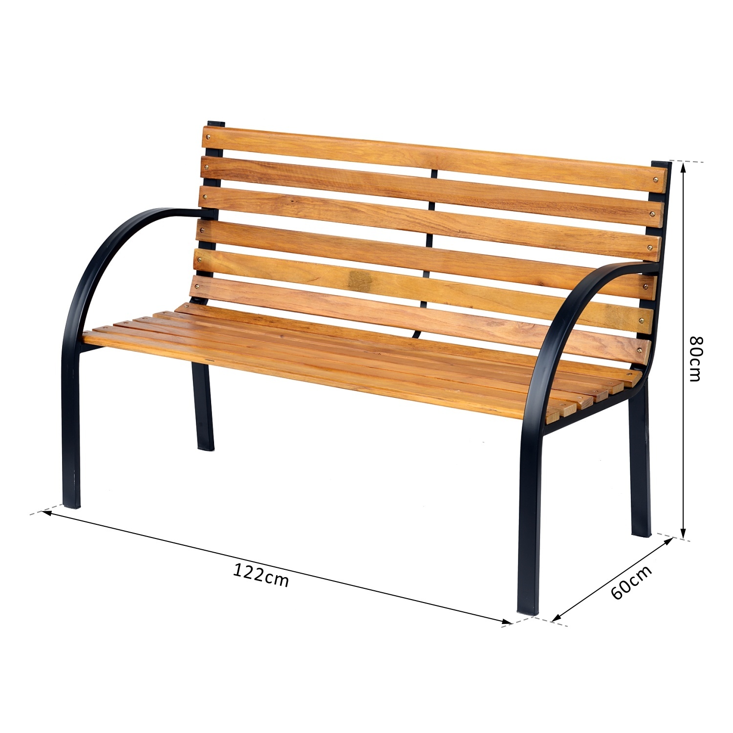 Sunny Tuinbank 2-zits staal/naturel hout 122 x 60 x 80cm