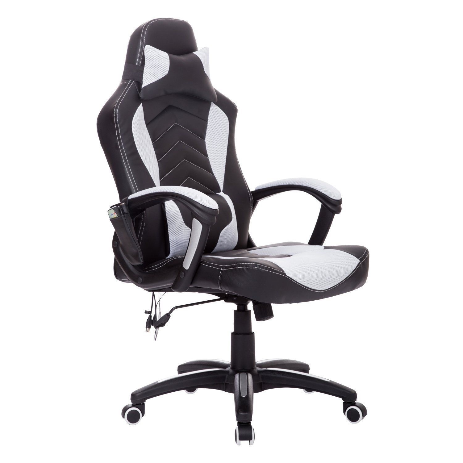 HOMdotCOM Bureaustoel ergonomisch gamingstoel met massagefunctie zwart/wit