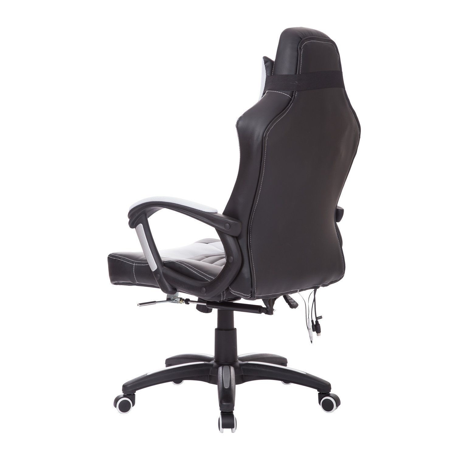 HOMdotCOM Bureaustoel ergonomisch gamingstoel met massagefunctie zwart/wit