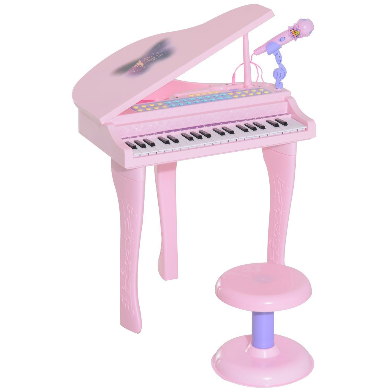 HOMdotCOM Pianomuziek voor kinderen MP3 USB incl. Ontlasting 37 roze toetsen