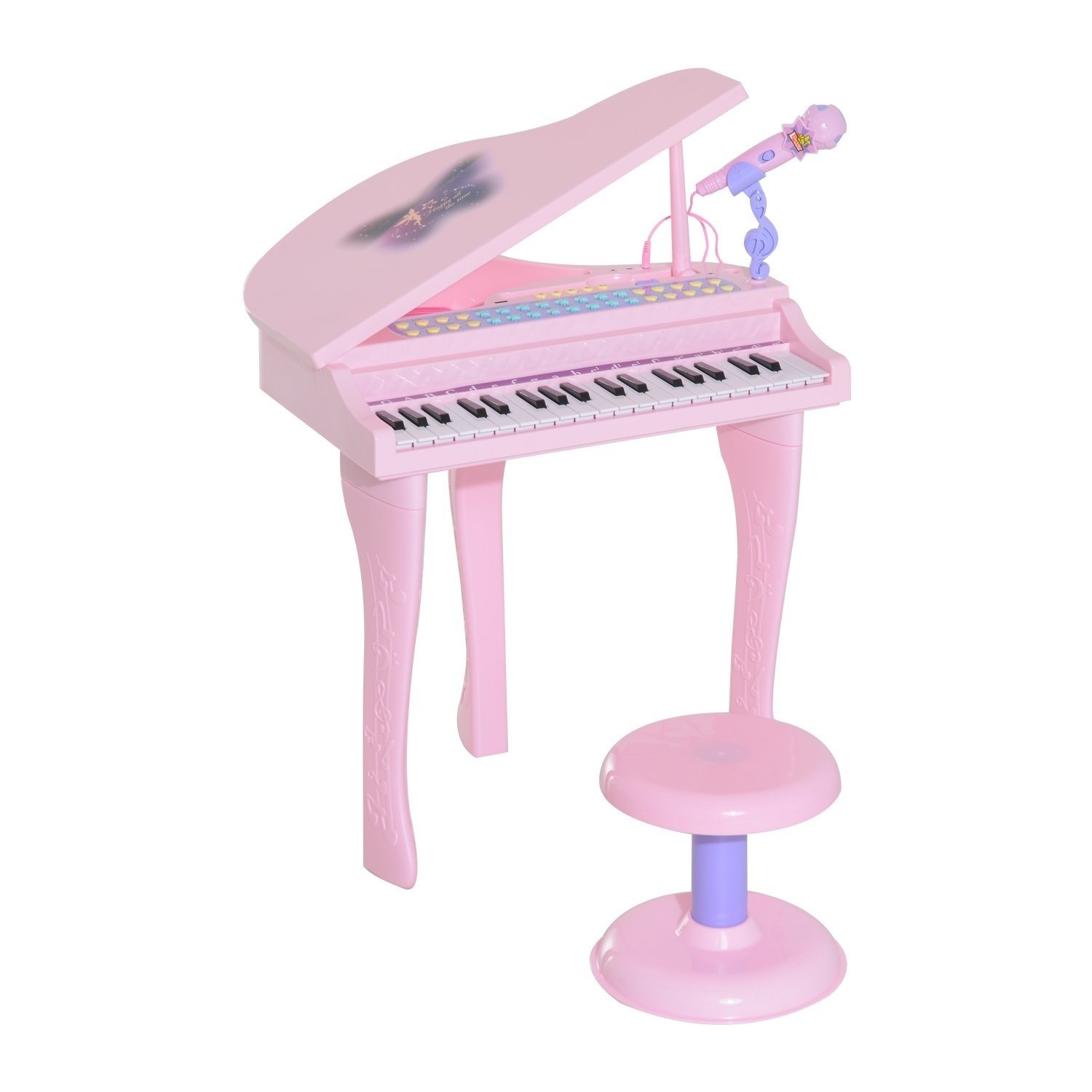HOMdotCOM Pianomuziek voor kinderen MP3 USB incl. Ontlasting 37 roze toetsen