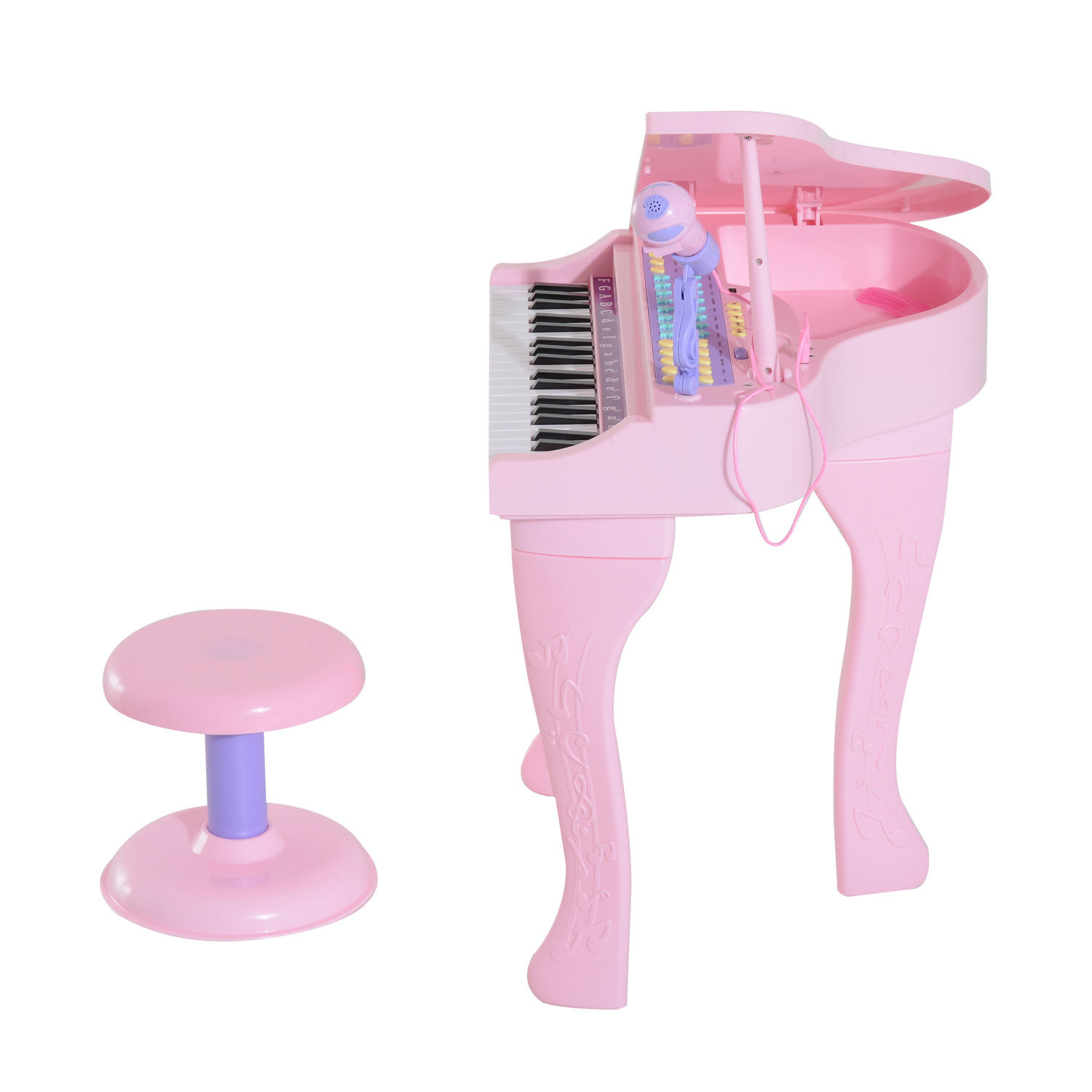 HOMdotCOM Pianomuziek voor kinderen MP3 USB incl. Ontlasting 37 roze toetsen