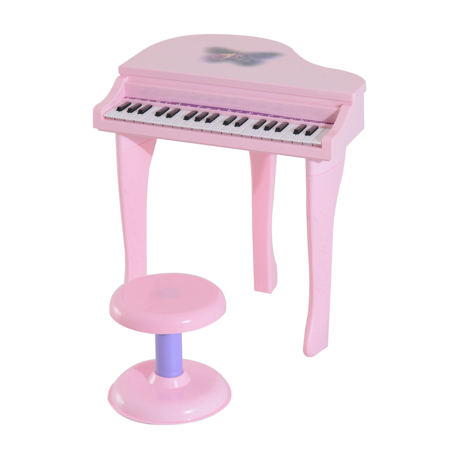 HOMdotCOM Pianomuziek voor kinderen MP3 USB incl. Ontlasting 37 roze toetsen