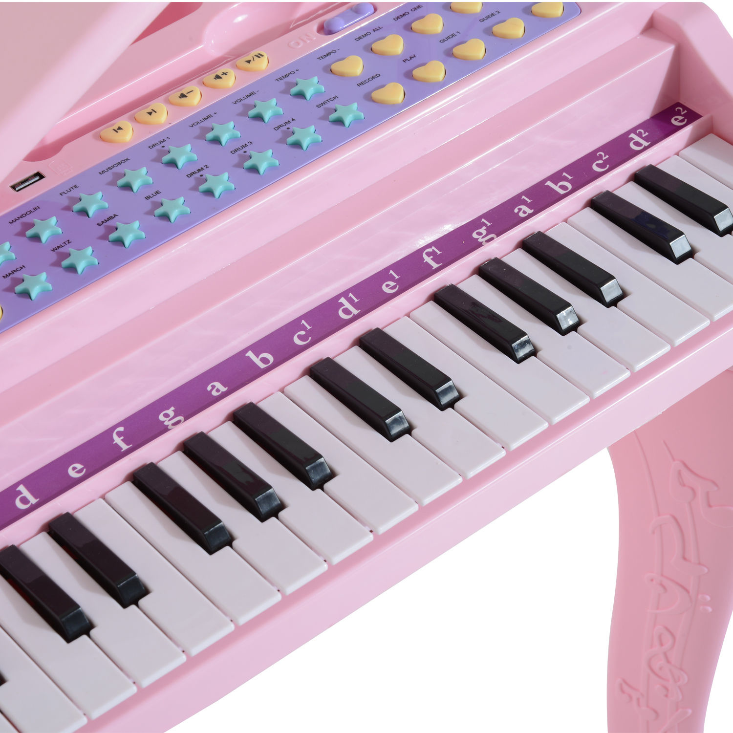 HOMdotCOM Pianomuziek voor kinderen MP3 USB incl. Ontlasting 37 roze toetsen