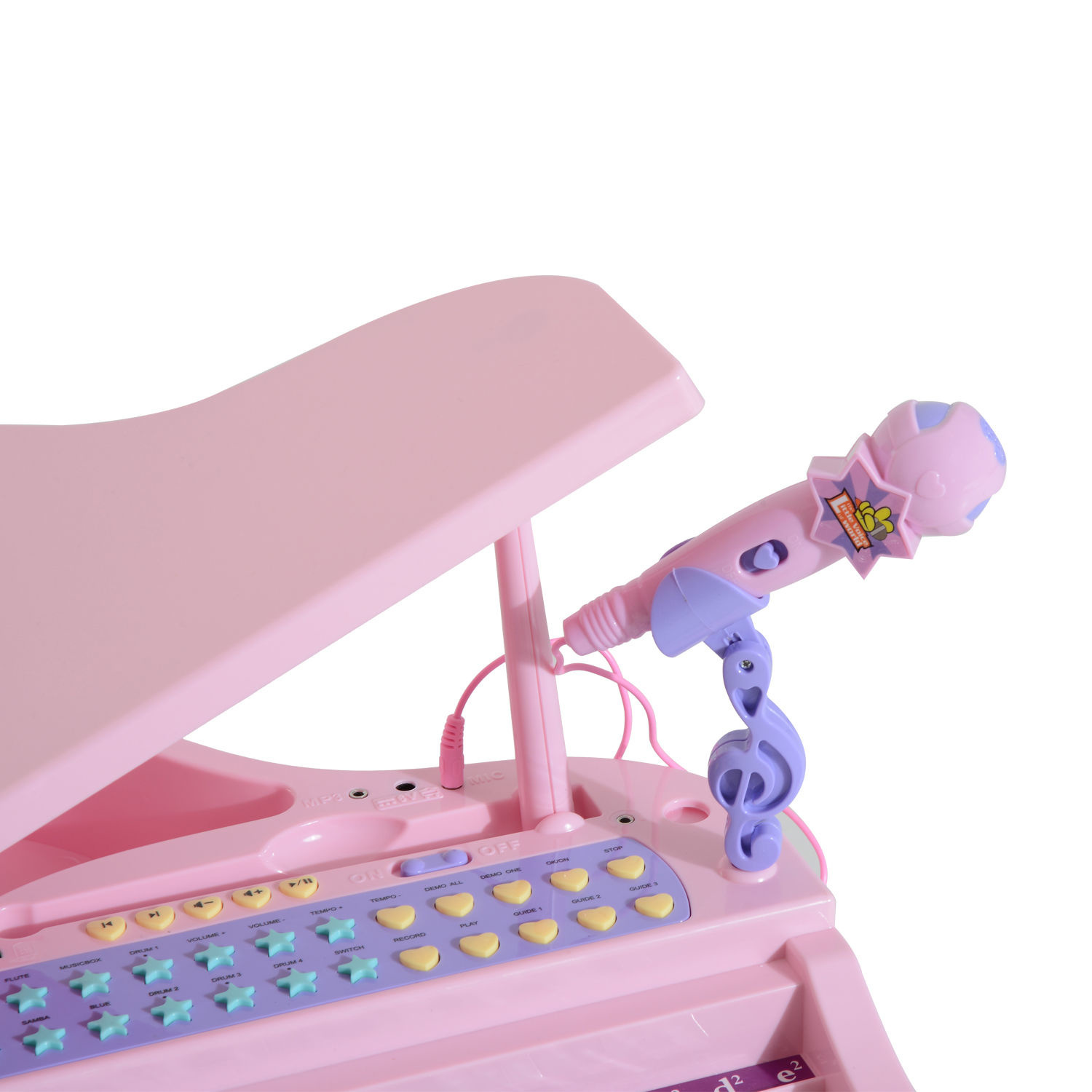 HOMdotCOM Pianomuziek voor kinderen MP3 USB incl. Ontlasting 37 roze toetsen