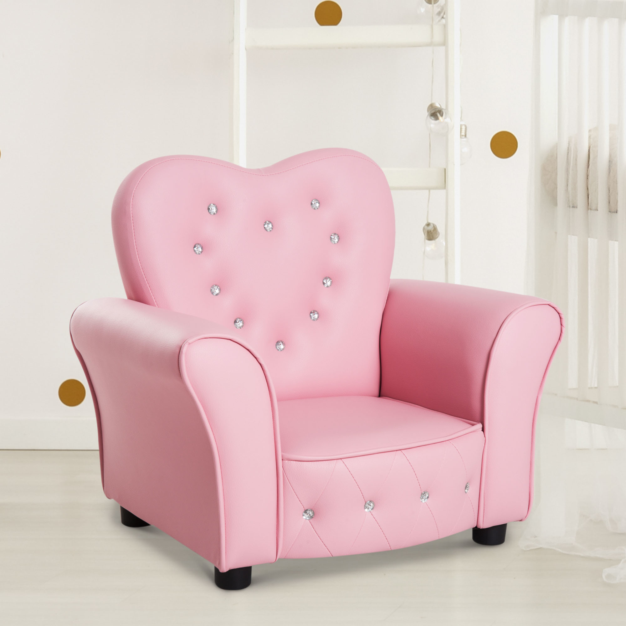 HOMdotCOM Kinderbank Princess Minisofa hartvormig roze