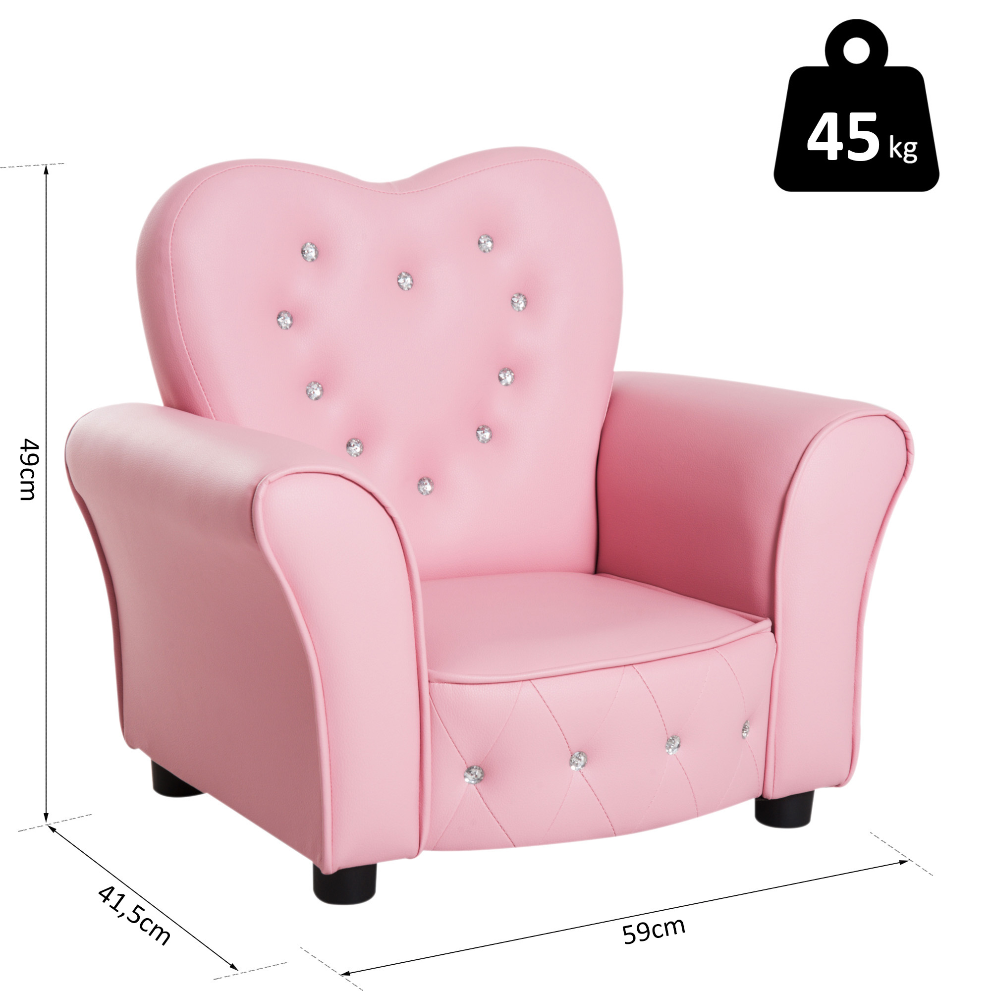 HOMdotCOM Kinderbank Princess Minisofa hartvormig roze