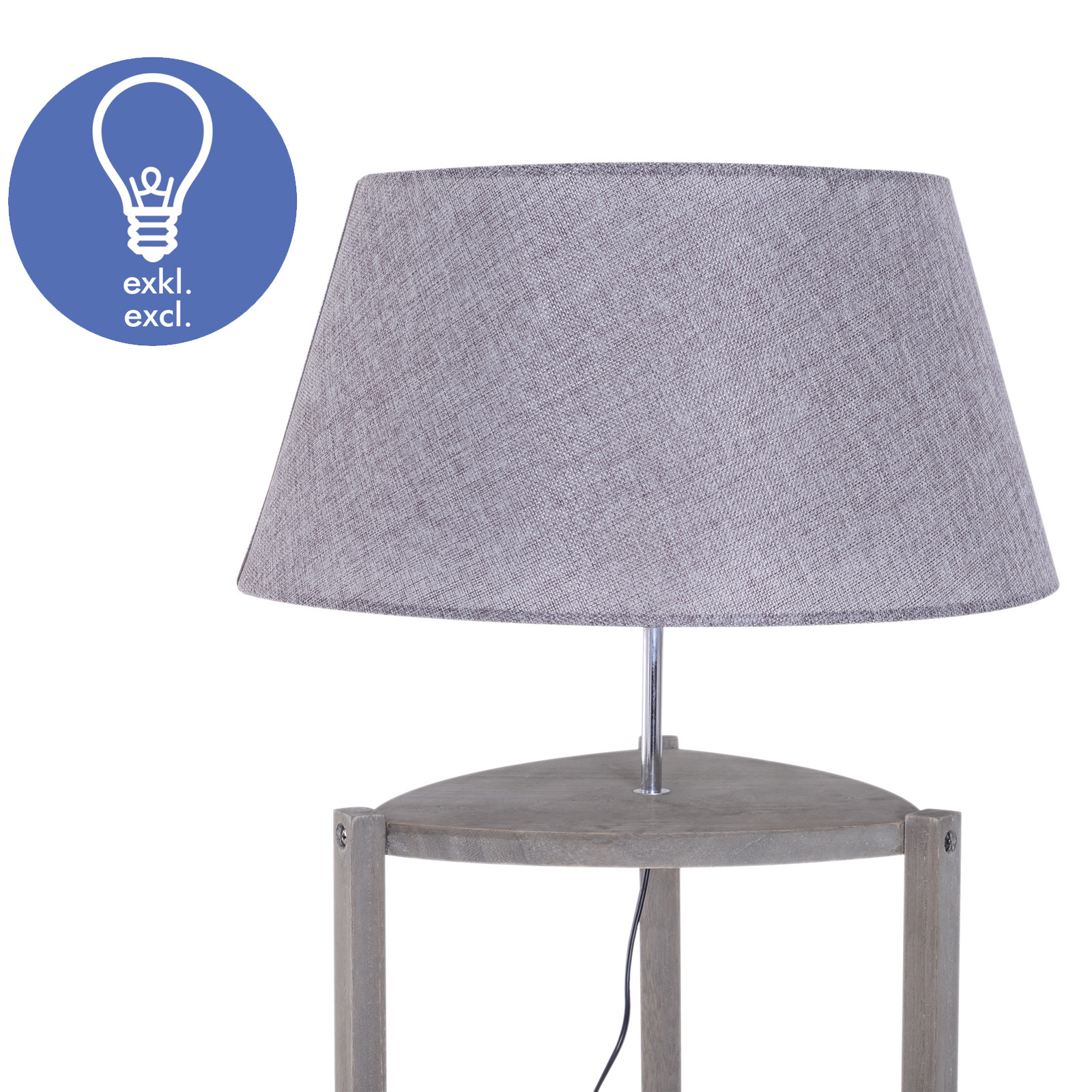 HOMdotCOM Vloerlamp met lampenkap en legplanken hout grijs 46x 46 x 158,5 cm