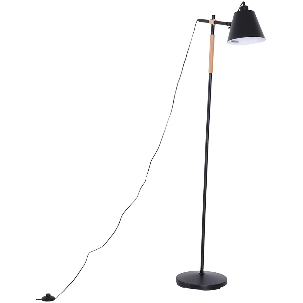 HOMdotCOM Vloerlamp verstelbaar hout/metaal zwart 54 x 30 x 155 cm