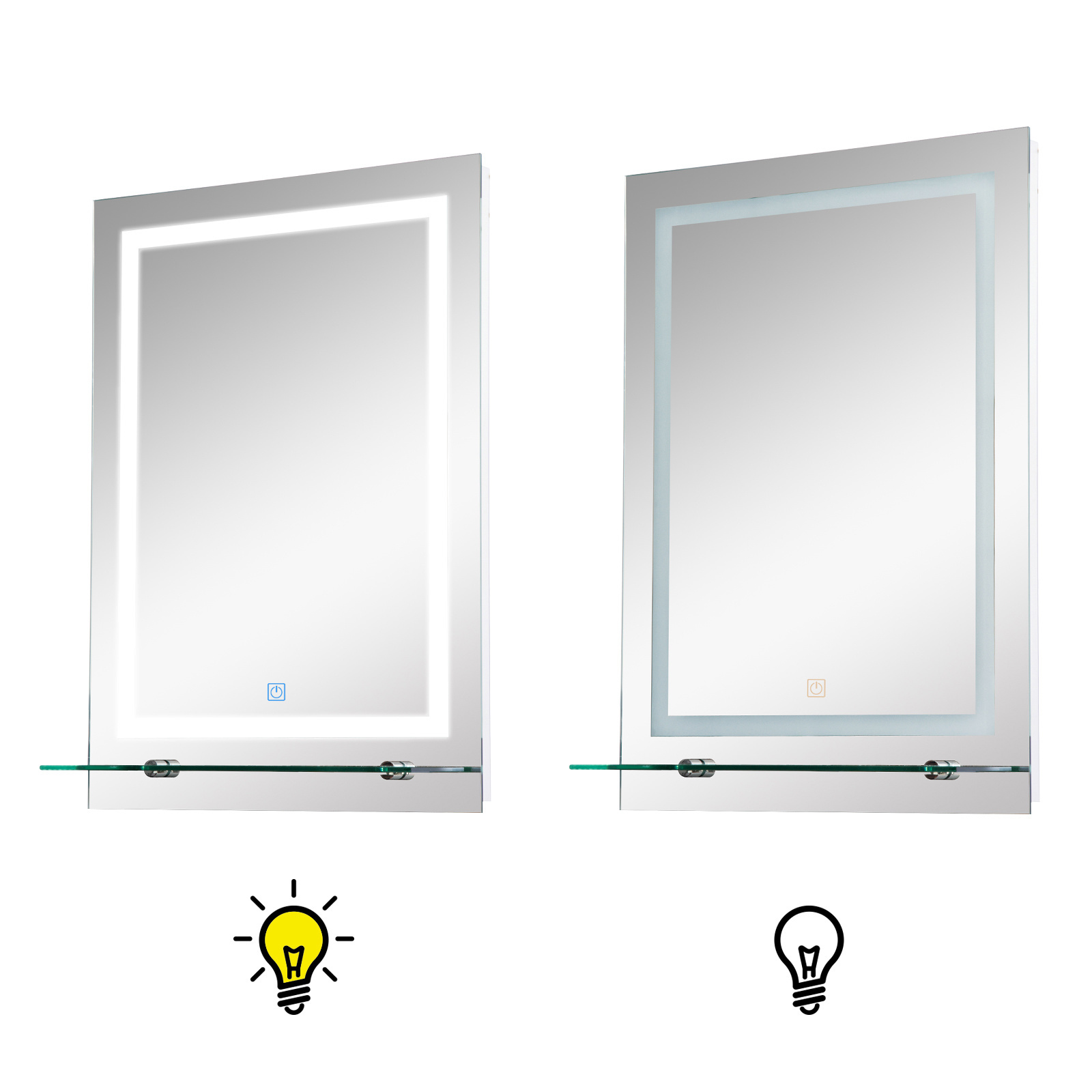 Kleankin Badkamerspiegel met LED verlichting en legplank 38W 70 x 50cm