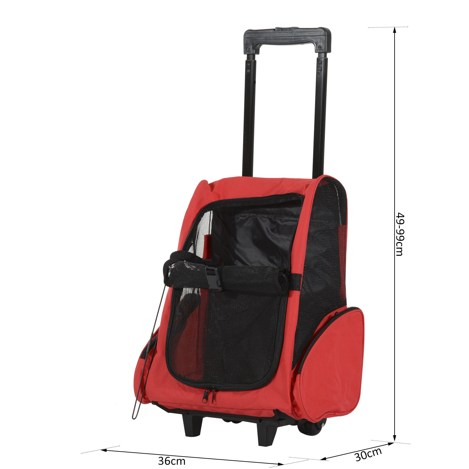 Paws 2 in 1 honden- en kattentrolley rood