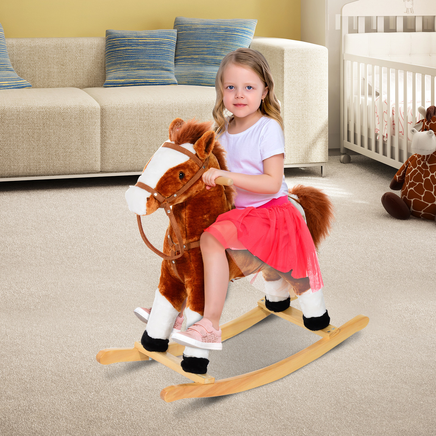 HOMdotCOM Kinder Hobbelpaard Bruin