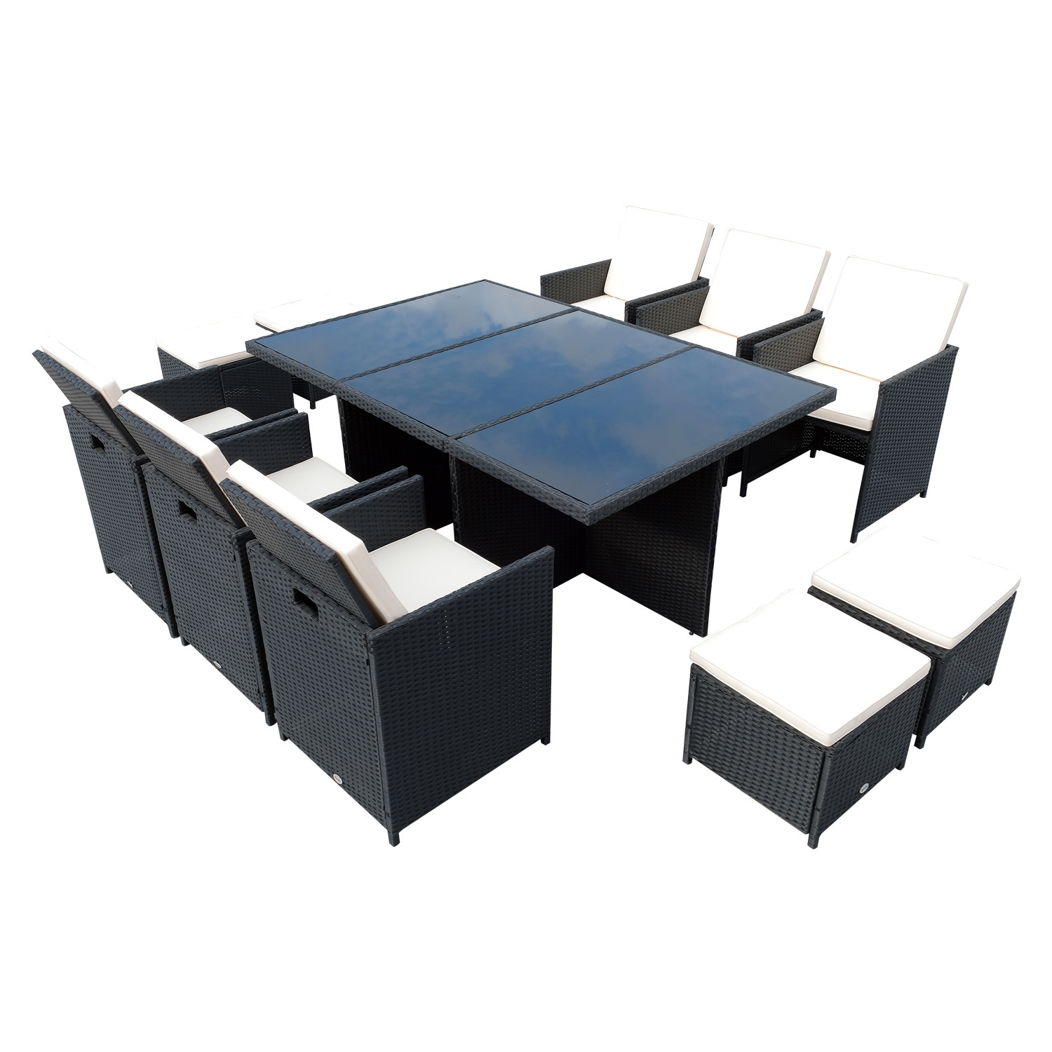 Sunny Loungeset poly rattan aluminium zwart 27-delig incl. kussen