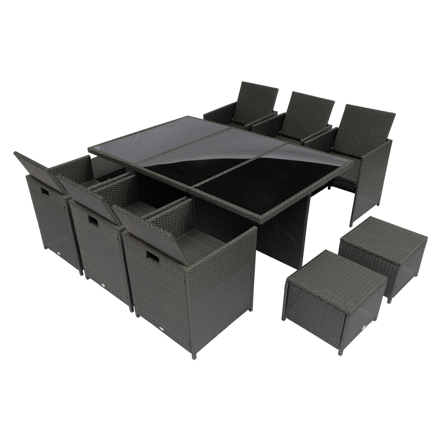 Sunny Loungeset poly rattan aluminium zwart 27-delig incl. kussen