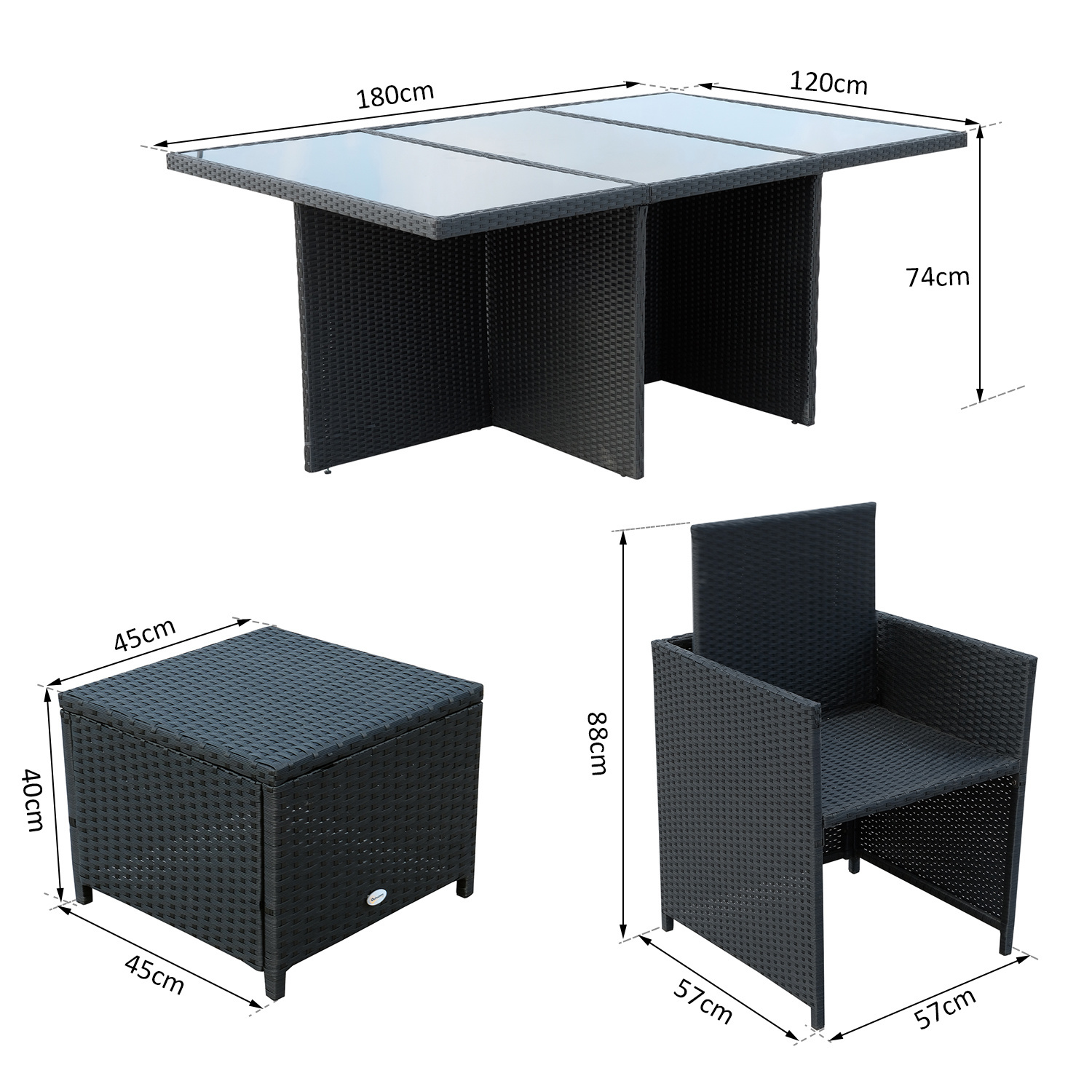 Sunny Loungeset poly rattan aluminium zwart 27-delig incl. kussen