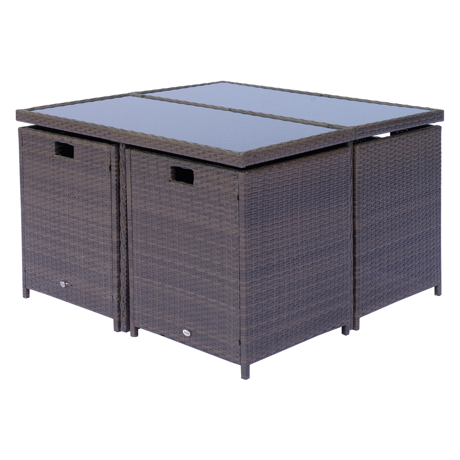 Sunny Luxe Tuinset 4 stoelen poly rattan aluminium bruin 21-delig incl. kussens