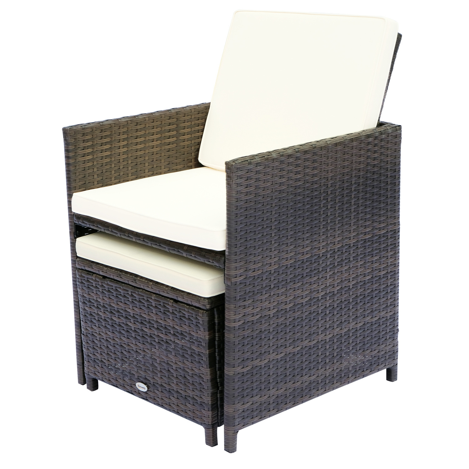 Sunny Luxe Tuinset 4 stoelen poly rattan aluminium bruin 21-delig incl. kussens
