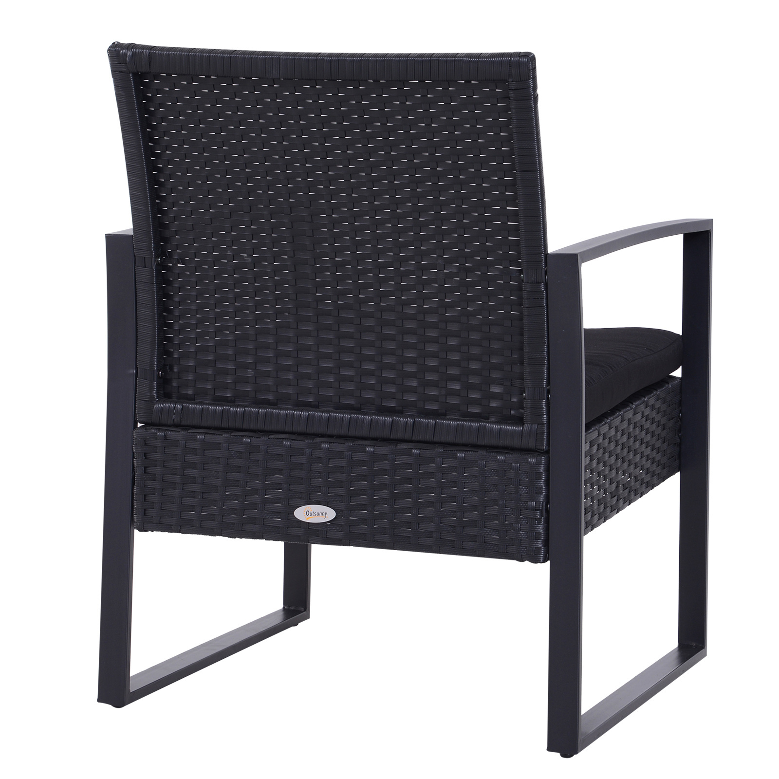 Sunny Lounge Tuinstoelenset met bijzettafel polyrattan zwart incl. kussens zwart